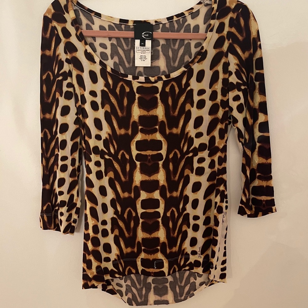 Justcavalli animal print long sleeve shirt